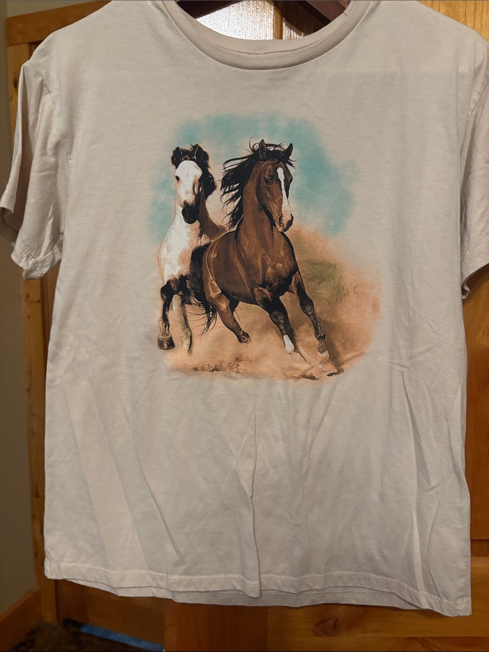 White women’s Horse Graphic Tee - Casual Short Sleeve Top